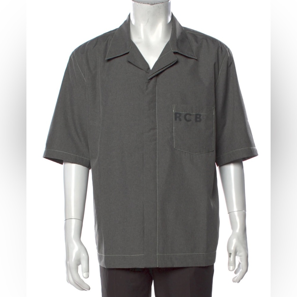 Rochambeau Paris Designer Streetwear Short Sleeve Shirt - Button Snaps Grey Sz M